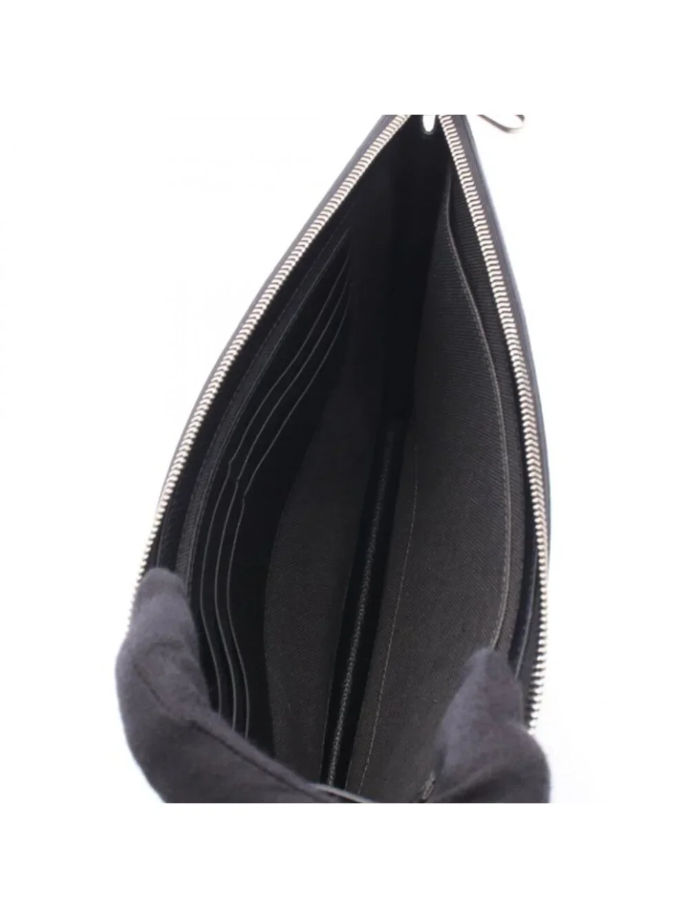 Gucci Clutch GG Supreme Gray Black Canvas Leather